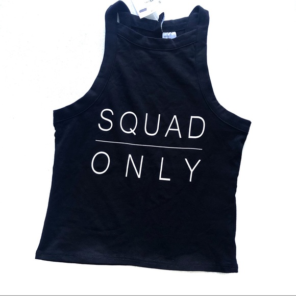 H&M Tops - 🖤 Black H&M Squad Only Crop Tank Top 🖤
